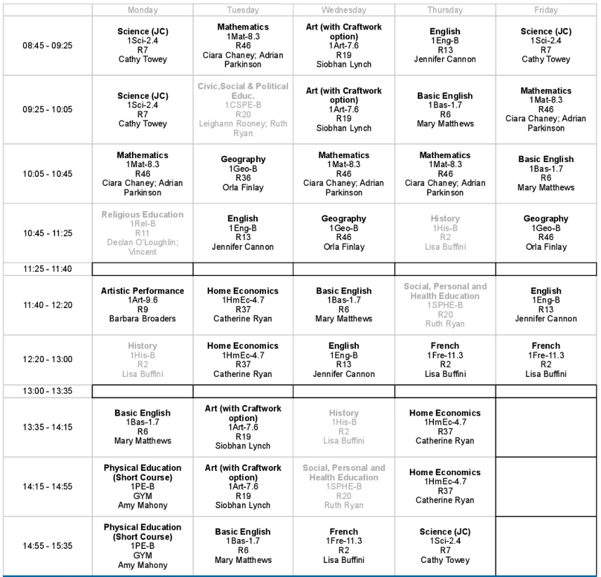 curso escolar irlanda calendario